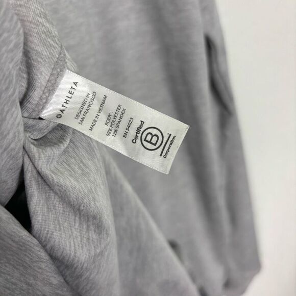 Athleta Heathered Grey Hooded Pullover Long Sleeve Top - Picture 6 of 6